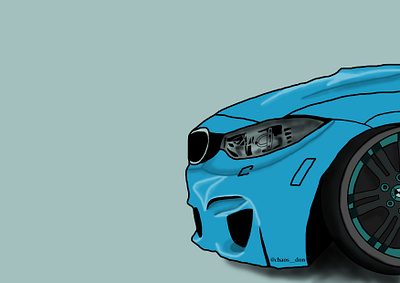 Digital drawing - BMW M4 blue bmw car carlover digital digital illustration digitalart draw drawing drawingart illustration illustrator m4 neon photoshop