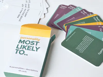 Personality Type 'Most Likely To' card game cards design game meyers briggs minimal personality type