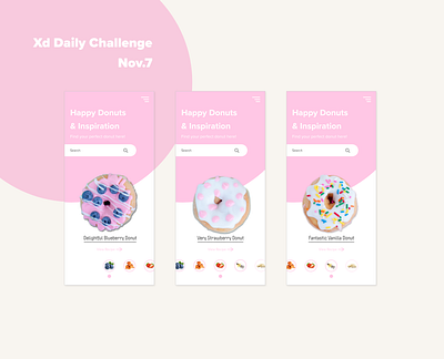 Happy donuts ux design visual design xd xddailychallenge