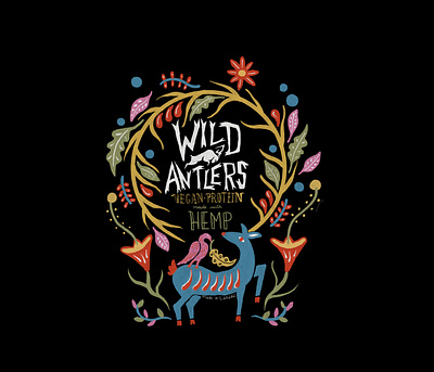 Wild Antlers | Vegan Protein branding canada design folk folkart graphicdesign illustration protein vegan