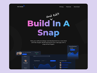 Rev Engine Software Builder dark mode dark ui minimal software software design
