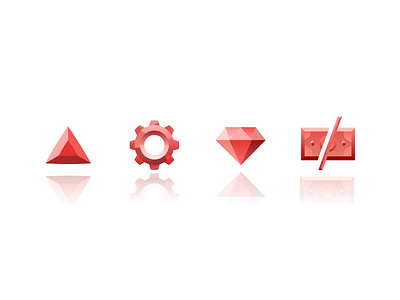 Custom branding assets - gem icons branding clean diamond finance fintech gems gemstones gradient icondesign iconography icons illustration logo minimalist red