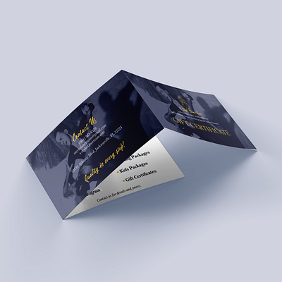 Gift Certificate Folder ballroom dance brochure design design graphic design layout stationery trifold typography