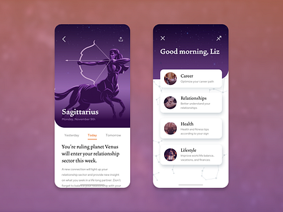 Astrology App • Creative Concept app astrology concept dark mode design horoscope ios light mode mobile app design star sign ui ux zodiac