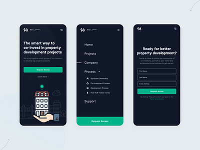 NLP - Homepage Mobile Screens business design freelancer homepage investment landing page landing page design mobile design property development real estate responsive responsive design responsive website startup ui ui design web web design web designer website