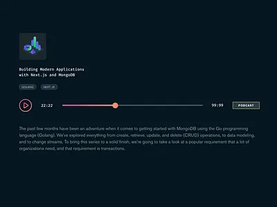 Podcast Player Components database gradient mongodb music player seeker ui