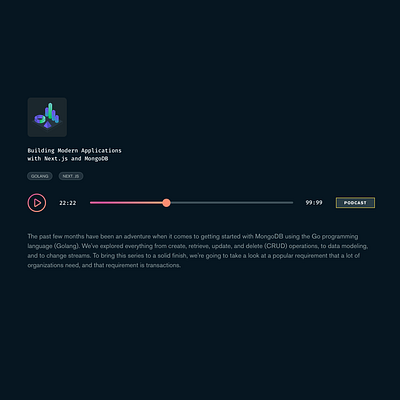 Podcast Player Components database gradient mongodb music player seeker ui