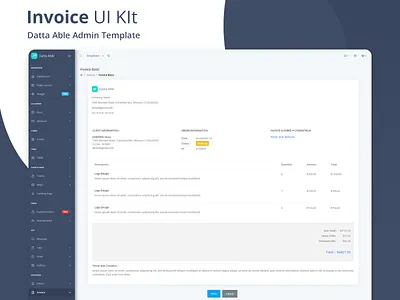 Invoice UI KIT - Datta Able Admin Template admin admin dashboard admin design admin panel admin template admin theme branding invoice invoice design professional design react react admin template react template reactjs sass ui ui ux design ui designer ui ux design uiux