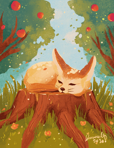 Fennec Fox Illustration animal art artph cartoon cute cute animals digital art digital painting fennec fox fox illustration