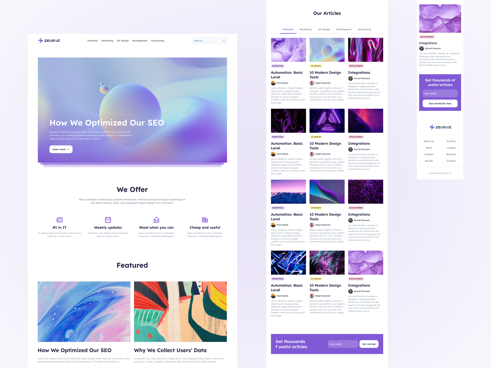 Landing page - Zeus Web UI Kit by Nick Rybak for Setproduct on Dribbble