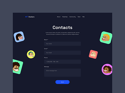 Contacts page - NFT Website template contacts contacts page nft nft website nft website template webflow webflow template website template
