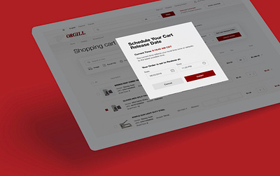 Schedule. Orgill website branding hardline minimal popup red responsive retail services schedule schedule app shop shopping cart store ui usa web webdesign website white