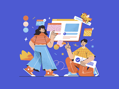 Interface Monster • Illustration branding character collaboration colorful designing flat geometric illustration interface morva pattern together vector working