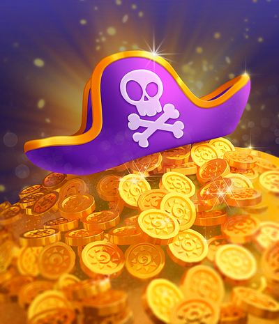 Pirate treasures art cartoon coins digital 2d digital art fantasy icon illustration mobile game pirate poster treasures