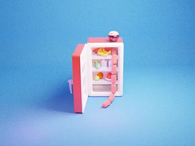 Fridge 3dillustration art blender3dart blue cartoon concept art digital 2d digital art game art icon illustration