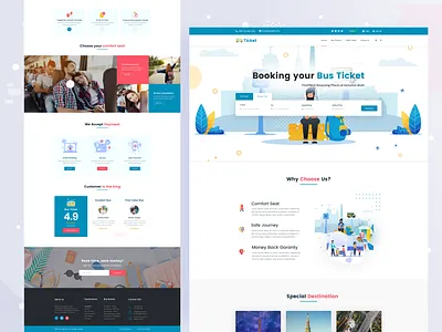 Bus Ticket Booking Template branding bus colorful design landing ticket ticket booking treading design 2020 ui ux web design