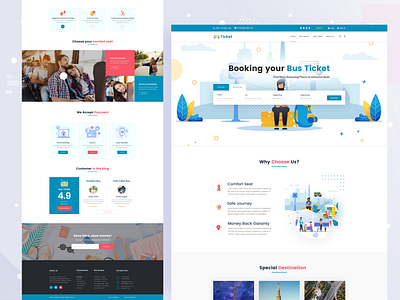 Bus Ticket Booking Template branding bus colorful design landing ticket ticket booking treading design 2020 ui ux web design