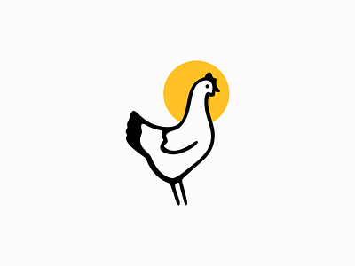 Hen Logo animal bird branding chicken design farm hen identity illustration logo mark mascot mother pet premium pullet sun symbol vector yellow