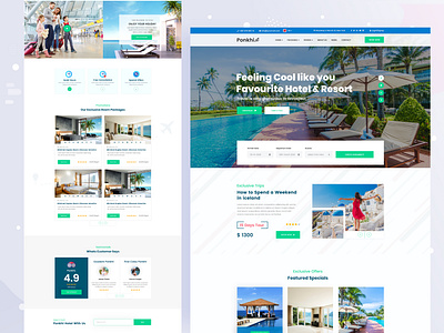 Hotel & Resort Booking Landing Page agency website booking landing page branding colorful design holiday homepage hotel hotel booking illustration layout redesign resort tranding typography ui web design