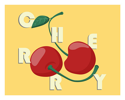 Cherry adobe illustrator berry cherry flat flat illustration font fruit green illustration kammerel leaf red tree vector