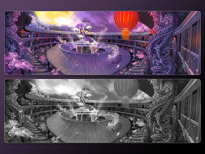 嫦娥奔月 cartoon china chinese design dribbble girl illustration night painting ui