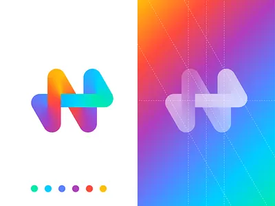 N Loop Letter Logo abdullah designs branding colorful contemporary dribbble instagram logo design logomark logotype minimal n letter n letter logo