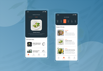 Fitness app for diet and video courses app design fitness food health health app nutrition ui