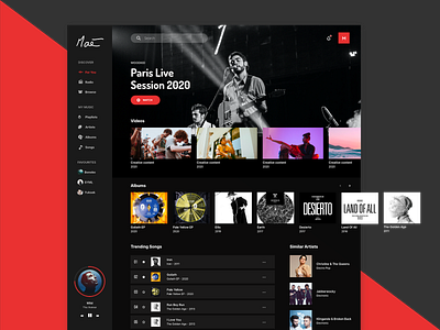 Music Web App - Exploration 02 album app artist dark app dark mode dark theme dashboard design interface music music player player player ui playlist spotify ui uiux ux web webdesign