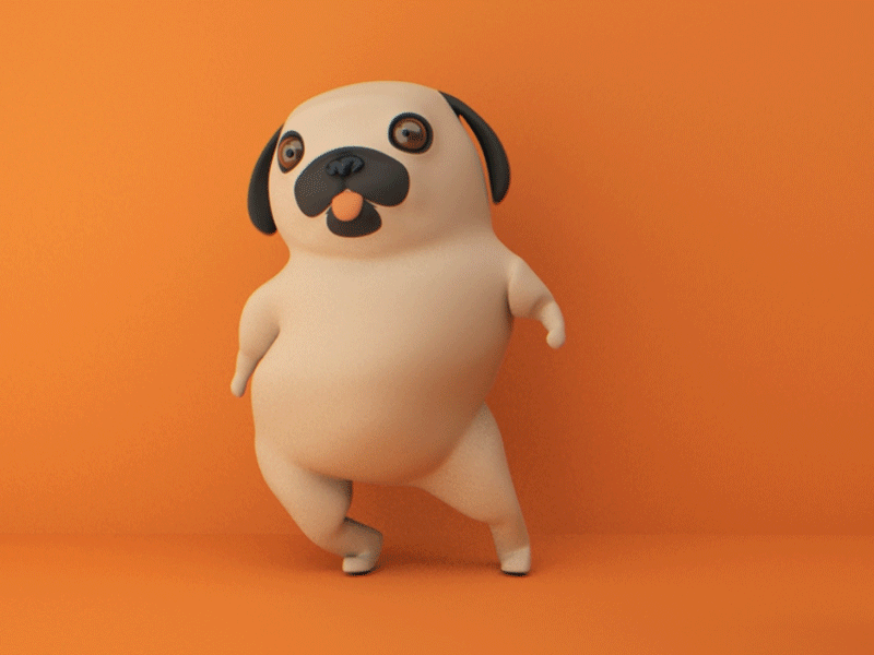 pug 3d 3danimation animation c4d cartoon character characteranimation characterdesign cinema4d motiongraphics