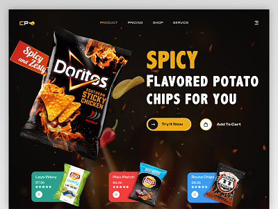 Doritos Chips Landing Page chips landing page cpdesign crackers creativepeoples crisp doritos chips french fries kids food landing page lays poker potato potato chips potatoes pringles snacks spicy trending web web design