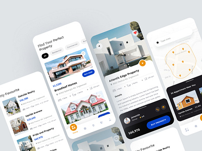 Real Estate Mobile App Design branding design clean design mobile design property marketing property sale real estate logo ui uiux design ux