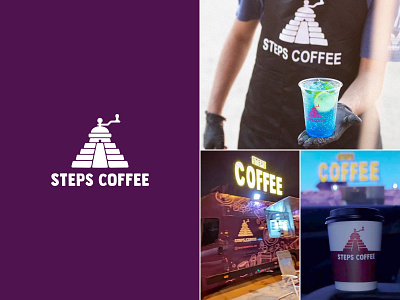 Steps coffee ☕ - logo in life coffe truck coffee coffee cup coffee shop color cup design dribbble icon illustration life logo logotype truck