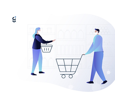 Whitepaper - Grocery Industry Statistics, Trends & Analysis cart digital gradients grocery illustration illustrator mask newnormality shopping startup supermarket trends ui vector virus whitepaper