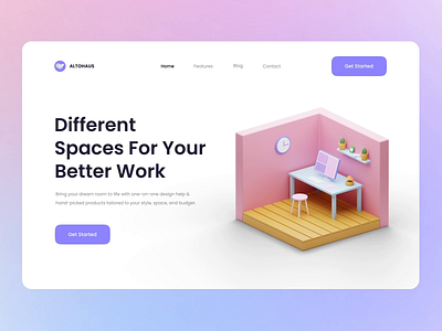 Altohaus - Interior Studio 3d animation hero interior landing page motion room studio ui ux workspace