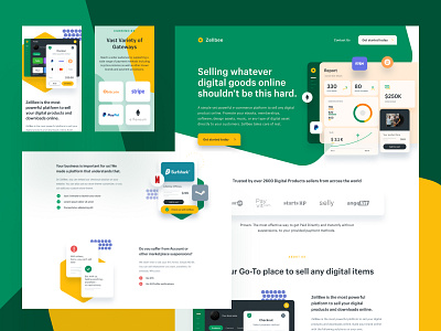 Zellbee landing page bee clean dashboard ui digital shop e commerce shop figma green web landing page octagon orange web responsive design sell web subscriptions ui ui design yellow