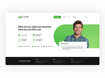 Website Design Concept — Ultra Packet color design green ip landing lease servers services support ui uiux ux web web design website