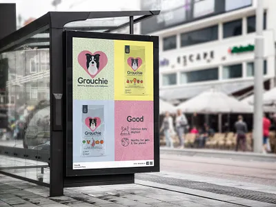 Grouchie Advertentie branding design details illustration typography vector