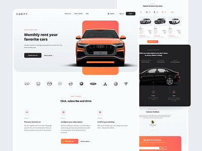 Carify - Car Rental Platform audi bmw booking car car rental home page homepage landing page langing layout mercedes product design rental saas ui ux web web design webdesign website