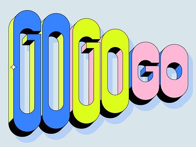 GO GO GO 3d animation branding design icon illustration kinetic typography lettering logo motion shadow typography ui