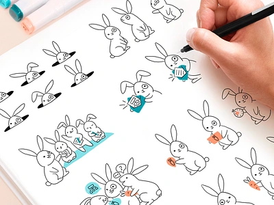 NextMV Character Drawing brand branding cartoon drawing characters drawing graphic design mascot outline rabbit sketching ui