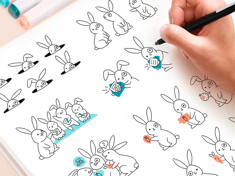 NextMV Character Drawing brand branding cartoon drawing characters drawing graphic design mascot outline rabbit sketching ui