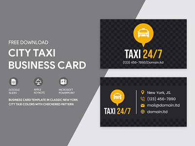 City Taxi Business Card Free Google Docs Template business cab card cards city design doc docs document google ms print printing service taxi template templates visit word