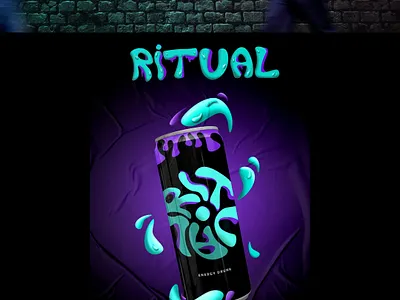 "RITUAL" logo for energy drink branding design illustration logo