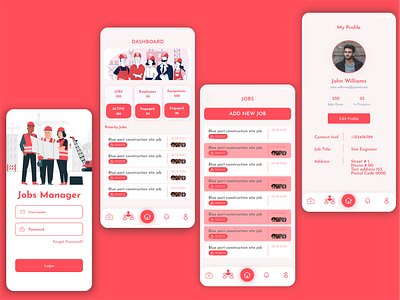 Job Manager app design flat illustration ui ux