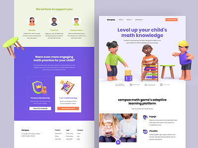 Sempoa - Math Learning Platform Landing Exploration 3d character cinema4d education header hero illustration homepage illustration landing page learning ui uidesign website