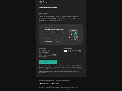 Order Confirmation Email - Dark UI email email design email receipt email template newsletter order order confirmation receipt