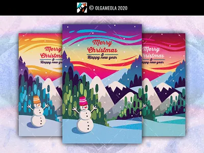 Merry Christmas Greeting Card / Background christmas background christmas card christmas decoration christmas eve christmas flyer christmas gift christmas poster christmas tree december forest greeting card happy holidays happy new year merry christmas mountains santa snow snowman winter landscape xmas