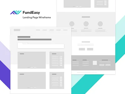 FundEasy Landing Page Wireframe blue fintech landing minimal mockup page purple webdesign wireframe
