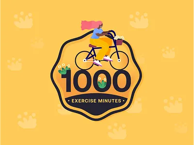 Badge Design for app treating cardiometabolic diseases badge design badge shape cycling exercise illustration vector vibrant yellow