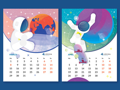 Calendar 2021 Illustration 2021 2021 calendar adventure april calendar cartoon concept design earth flat illustraion illustration march moon planet skateboard space spaceman sport star